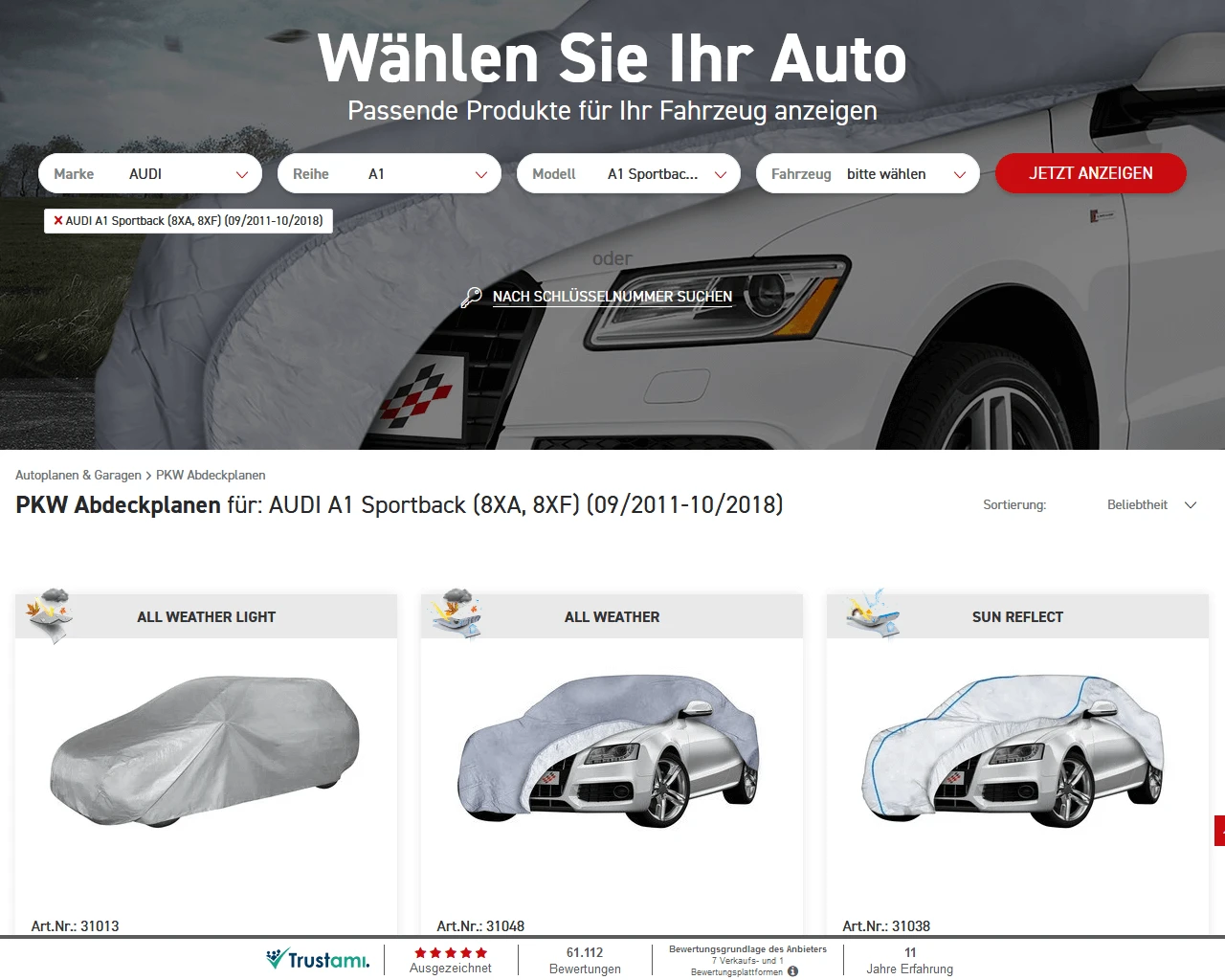 Screenshot des Onlineshops von WALSER.